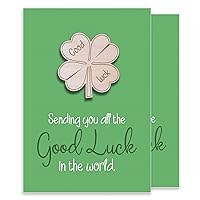 2Pack Good Luck Gifts Card with Four Leaf Clover Token Cute Positive Keepsake for Students Back to School Exam