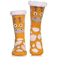 LINEMIN Womens Winter Slipper Socks With Grippers Cozy Warm Cute Fuzzy Slipper Socks
