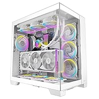 Antec C8 White, Fans not Included, RTX 40 Compatible, Dual-Chamber, tooless Design, Type-C, 360mm Radiator Support, Seamless Tempered Glass Front & Side Panels, High Airflow Full-Tower E-ATX PC Case