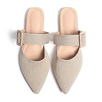 Pointed Toe Mules for Women Flats，Slip On Mules Backless，Wide Width Mules，Woven Mules for Women Dressy，Mule Slides for Women Flats Sandals