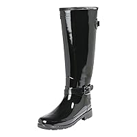 HUNTER Refined Back Adjustable Tall w/Ankle Strap Gloss Black 11 M