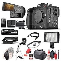 Canon EOS C70 Cinema Camera (RF Lens Mount) (4507C002), 128GB Extreme Pro SD Card, Tripod, HDMI Cable, Case, LED Light, Card Reader, Cleaning Set, Cap Keeper, Hand Strap (Renewed)