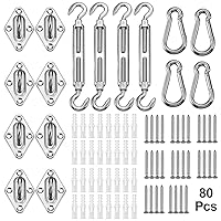 YOFIT Shade Sail Hardware Kit 6 inch for Triangle Rectangle Sun Shade Sail Installation, 304 Grade Stainless for Garden Outdoors, 80 Pcs