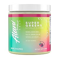 Super Greens Powder Wild Berry | Green Juice Supplement | Spirulina + Wheat Grass Powder | Naturally Flavored | Smoothie Juice Mix | Gluten Free | Vegan | 30 Servings