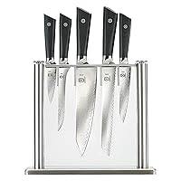 Premium Grade Super Steel 6-Piece Knife Set with Glass Block Stand, G10 Handles