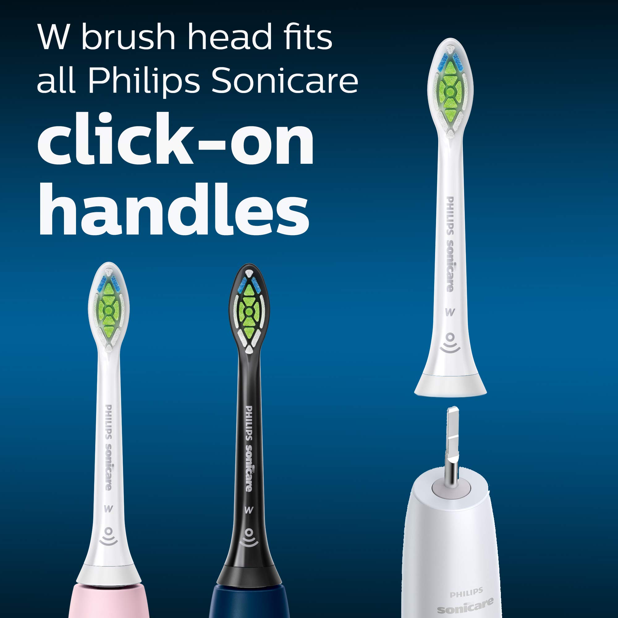 Philips Sonicare Genuine W DiamondClean Replacement Toothbrush Heads, 2 Brush Heads, White, HX6062/65