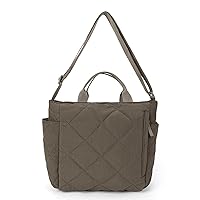 Quilted Tote Bag for Women Crossbody Bags Lightweight Padding Shoulder Bags Nylon Padded Hobo Handbag with Zipper