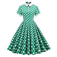 Summer Dresses for Women 2024 Casual Maxi, Short Sleeved Stand Up Polka Dot Slimming Elegant Temperament Ladie
