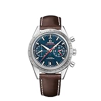 Omega Speedmaster Automatic Blue Dial Brown Leather Mens Watch 33112425103001