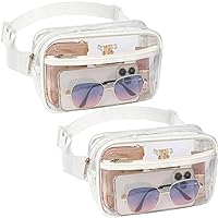 Veckle Clear Fanny Pack - Stadium Approved 2 Pack Crossbody Clear Belt Bag for Women Men Transparent Large Waist Bag with Adjustable Strap for Sports Events, Concerts, White