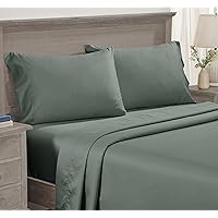 California Design Den Luxury 4 Piece King Size Sheet Set - 100% Cotton, 600 Thread Count Deep Pocket Fitted and Flat Sheets, Hotel-Quality Bedding with Sateen Weave - Sage Green