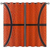 Sports Basketball Ball Blackout Curtains for Girls Boy Home Decor, Surface Texture Closeup Grommet Thermal Insulated Drapes Darkening Window Curtain for Bedroom Living Room, 72 x 63 Inch