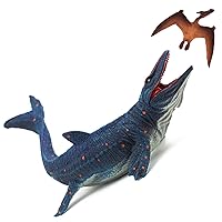 Gemini&Genius Mosasaurus Toys with Movable Jaw with Pterosaur Toy for Kids, Realistic Mosasaurus Dinosaur Toys, Dino Toys,Play & Display Gifts or Party Supplies, Collection, Bath Toys for Kids