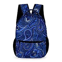 Blue Seamless Paisley Travel Laptop Backpack Durable Computer Bag Daypack for Men Women