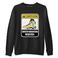 6s Yellow Ochre Design Printed Caution Sneaker Matching Sweatshirt