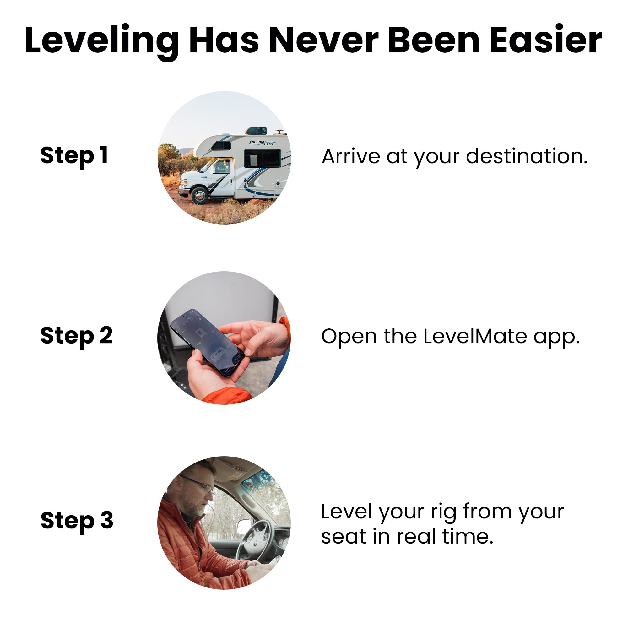 LogicBlue Technology LevelMatePRO Wireless Vehicle RV Leveling System - Patented Quick and Easy Smartphone Leveling Tool – Travel Trailer Accessories for RV Camping