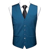 Barry.Wang Men Formal Suit Vest Solid Color V-Neck Business Waistcoat for Wedding Tuxedo