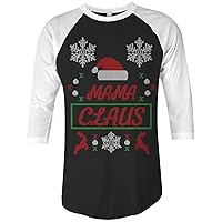 Threadrock Mama Claus Ugly Christmas Unisex Raglan T-Shirt