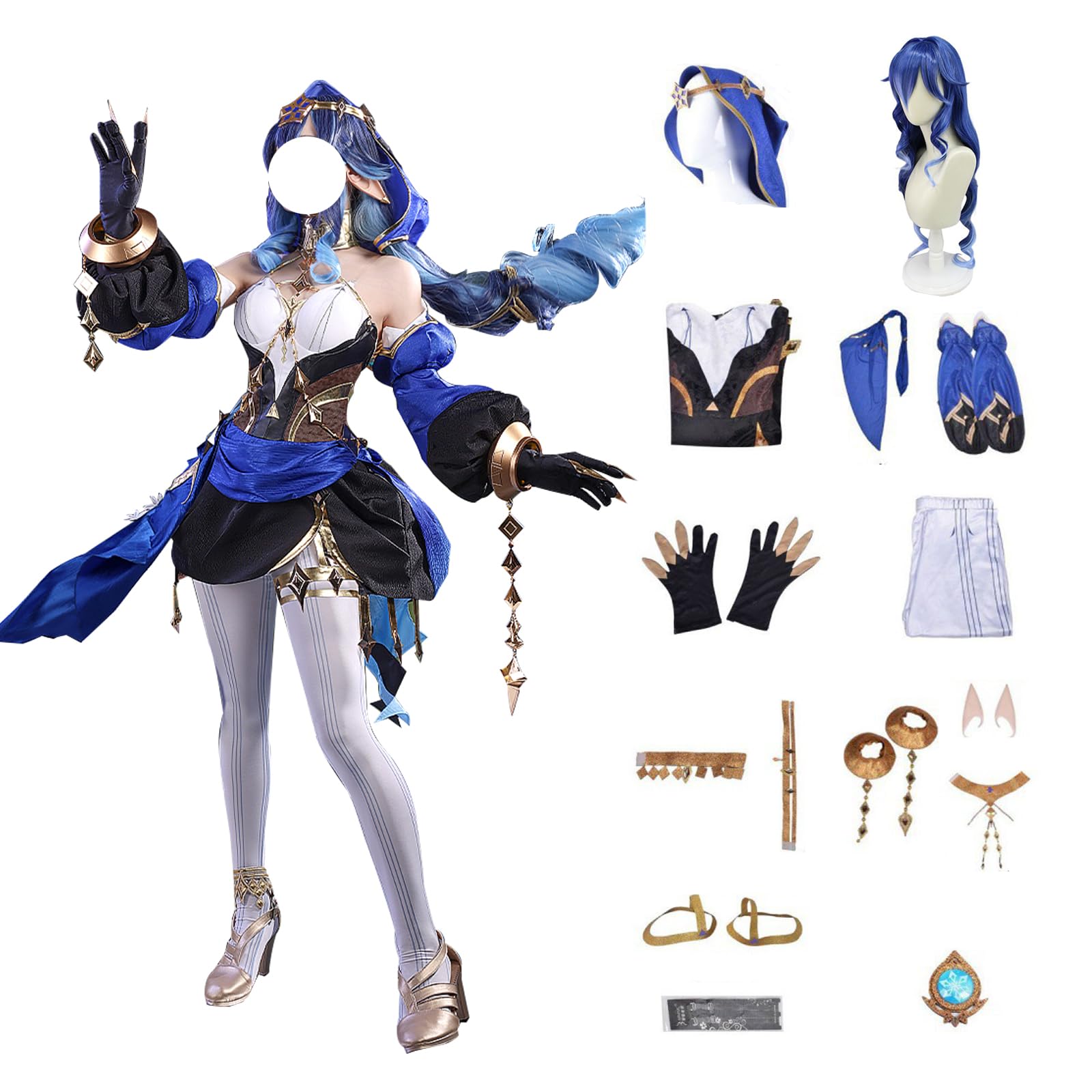 Amazon.com: Gorgewg Women Wig for Genshin Impact Layla Cosplay Costume Wigs  Long Curly Blue Anime Hair : Clothing, Shoes & Jewelry