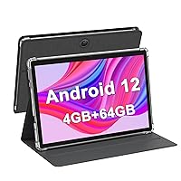 Android Tablet with Case, 10.1 Inch Android 12 Tablet with 8000mAh Battery, 4GB RAM 64GB ROM, 1TB Expand, Google GMS Certified, HD Screen, Dual Camera, WiFi, Bluetooth