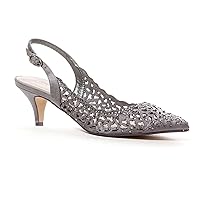 Dressy Sling Back Low Heel Shoes with Rhinestones Women's Jewel