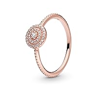 Pandora Jewelry Elegant Sparkle Cubic Zirconia Ring in Rose, Size 4.5