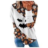 Halloween Shirts For Women Pumpkin Face Sweatshirts Crew Neck Loose Pullover Fall Long Sleeve Tops Cute Outfits