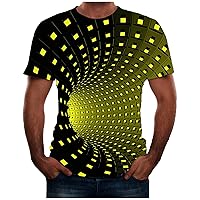 Funny Graphic Tees Unisex Fashion 3D Print T-Shirts Plus Size Optical Illusion Graphics Pattern Short Sleeve Tees