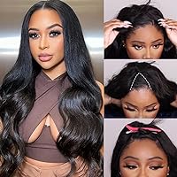 Nadula 12A Body Wave V Part Wig Human Hair No Leave Out Upgrade U Part Wigs Human Hair Small Lace Front Body Wave Wigs for Black Women V Part Wigs No Sew in NO Glue 180% Density Natural Color 14inch
