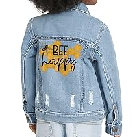 Be Happy Toddler Denim Jacket - Bee Motif Clothing - Bee Art Apparel