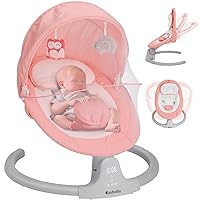 Ezebaby Baby Swing for Newborn Portable Infant Swings, with Remote Control, 5 Swing Amplitudes, 3 Seat Positions, 5 Point Harness Belt, Preset Lullabies -Baby Swings for Infants 0-6 Month Pink
