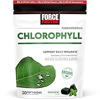 FORCE FACTOR Chlorophyll Soft Chews Antioxidants Supplement to Reduce Body Odor, Promote Fresh Breath, Non-GMO, Gluten-Free, and Vegan, Fresh Mint Flavor, 30 Soft Chews, Green
