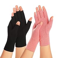 2 Pairs Arthritis Compression Gloves for Women Men, Carpal Tunnel Pain Relief, Fingerless for Typing Both Hands