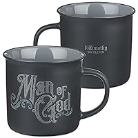 Christian Art Gifts Ceramic Camp Style Coffee & Tea Mug for Men 13 fl. oz Matted Charcoal Gray Inspirational Bible Verse Mug - Man of God - Non-toxic, Lead & Cadmium-free Novelty Beverage Cup