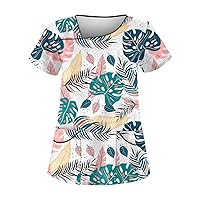 Women's Tops Carnival Printed Uniform Work Slanted Collar Pocket Protective Work Spring Tops for 2024, S-5XL