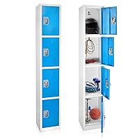 AdirOffice Large School Locker with 4 Doors 4 Hooks Storage Locker for Garage Storage - Office Storage Lockers (4 Door, Blue)
