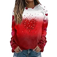 Valentine Shirts for Women,Women's Fashion Casual Round Neck Long Sleeve Valentine's Day Love Graphic Printing Tops