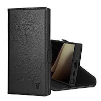 TORRO Case Compatible with Samsung Galaxy S24 Ultra 5G – Premium Leather Wallet Case with Kickstand and Card Slots (Black)