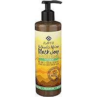 Authentic African Black Soap, All-in-One Body Wash, Shampoo, and Shaving Soap For All Skin and Hair Types, Fair Trade, No Parabens, Non-GMO, No SLS, Peppermint, 16 Ounce