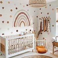 funlife PVC Wall Stickers, Large Boho Rainbow & Polka Dots Heart Decals for Girls Bedroom, Kids Nursery Room Decor