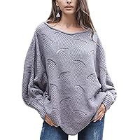 MUFIRA Women's Pullover Batwing Sleeve Loose Hollow Knit Sweaters Pullover Suéter