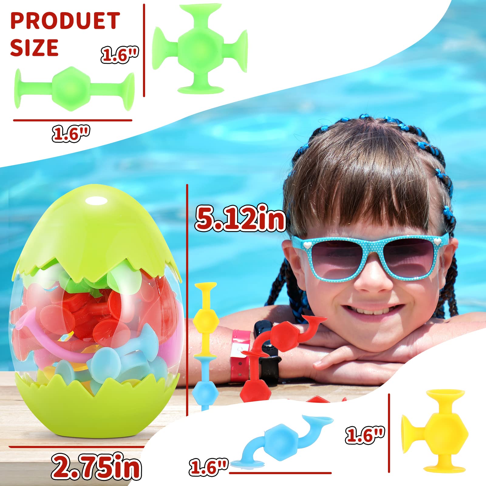 Suction Toys Bath Toy Set - 24 pcs Slicone Sucker Toys for Kids, Window Toys with Storage, Good for Autism/ADD/ADHD.