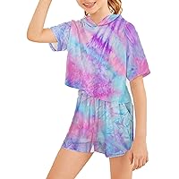 Girls Tie Dye Clothes Outfits Set Jogger Suits Sweatsuits Tracksuits Sweatshirts Hoodies Shorts Sets