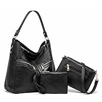Saddhu Hobo Bags for Women Faux Leather Tote Handbag Vegan Travel Cross Body Shoulder Purse Bag Tote Handbag 3Pcs