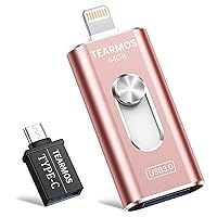 64GB Flash Drive for iPhone Photo Stick USB Memory Stick Thumb Drives, High Speed USB Stick External Storage for iPhone/iPad/Android/PC (Light Pink)