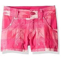 Columbia Youth Girl's Silver Ridge Printed Short, Haute Pink Multi Plaid, X-Large
