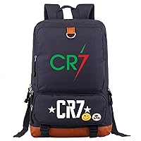 Teens Cristiano Ronaldo Canvas Bookbag-CR7 Graphic Knapsack Lightweight Classic Laptop Bag for Students