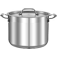 NutriChef 8-Quart Stainless Steel Stockpot - 18/8 Food Grade Heavy Duty Large Stock Pot for Stew, Simmering, Soup, Includes Lid, Dishwasher Safe, Works w/Induction, Ceramic & Halogen Cooktops