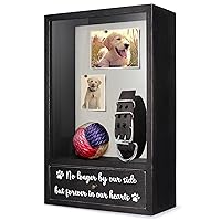 Dog Memorial Gifts - No Longer by Our Side But Forever in Our Hearts Remembrance Picture Frame Pet Memorial Shadow Box - Pet Sympathy Gifts for Loss of Dog