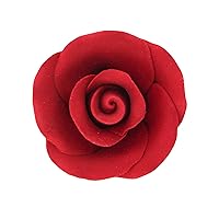Global Sugar Art Rose Premium Edible Sugar Cake Flowers Red, Unwired, Medium 1.5-1.75 inch, 16 Count by Chef Alan Tetreault